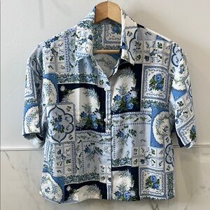 Abercrombie & Fitch Women’s S Floral Patchwork Button-Down Blouse